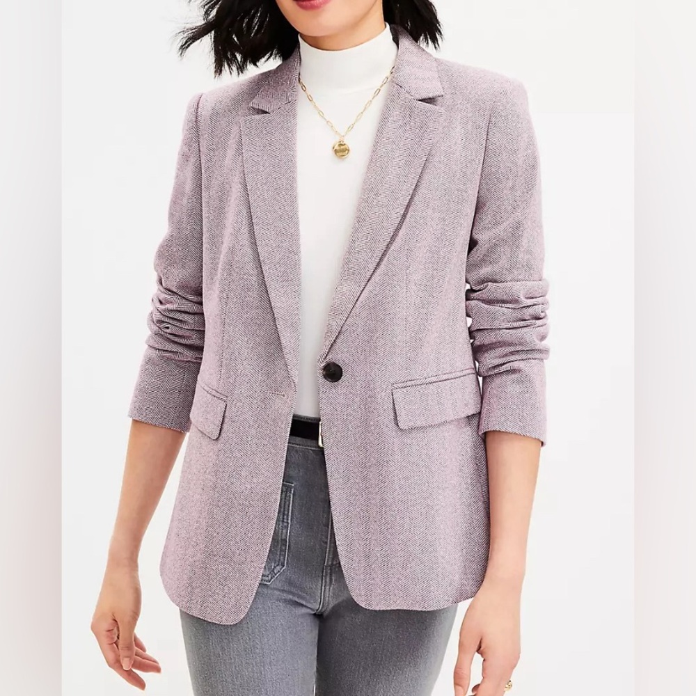 Burgundy Herringbone Blazer